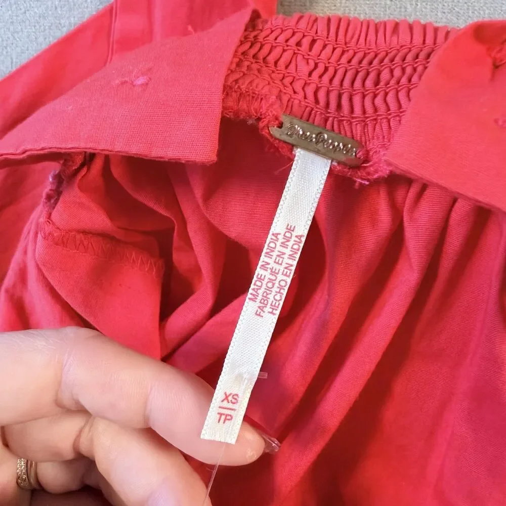 NWT FREE PEOPLE Eye Catching Mini Dress RED Back Bow XS